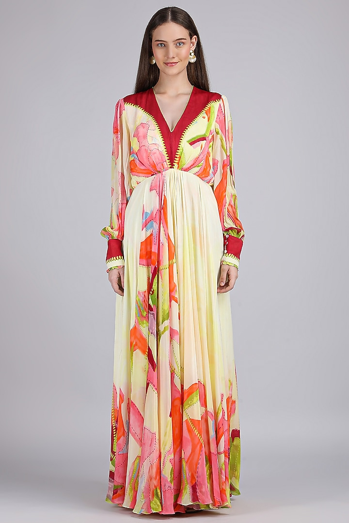 Multi-Colored Chiffon Cocktail Dress by Mandira Wirk - Resort at Pernia's Pop Up Shop