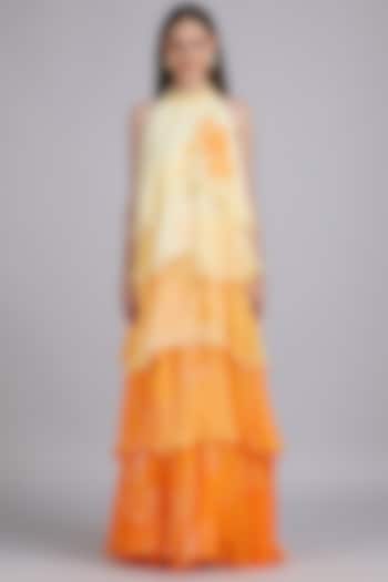 Yellow Chiffon Embroidered Ombre Vacation Dress by Mandira Wirk - Resort at Pernia's Pop Up Shop