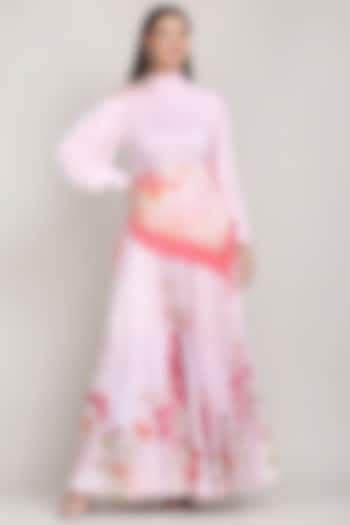 Pink Silk Jersey Printed & Embroidered Cocktail Dress by Mandira Wirk - Resort at Pernia's Pop Up Shop