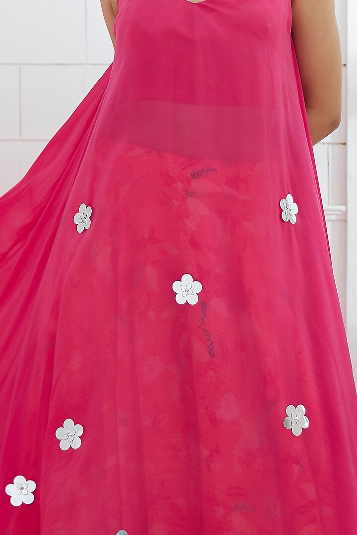 Fuchsia Embroidered Tunic With Printed Lehenga by Mandira Wirk - Indian at Pernia's Pop Up Shop