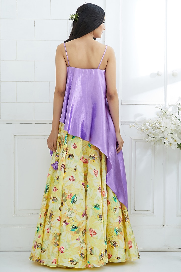 Lilac Top With Printed Wedding Lehenga by Mandira Wirk - Indian at Pernia's Pop Up Shop