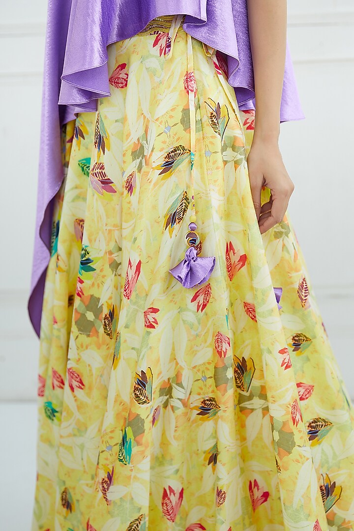 Lilac Top With Printed Wedding Lehenga by Mandira Wirk - Indian at Pernia's Pop Up Shop