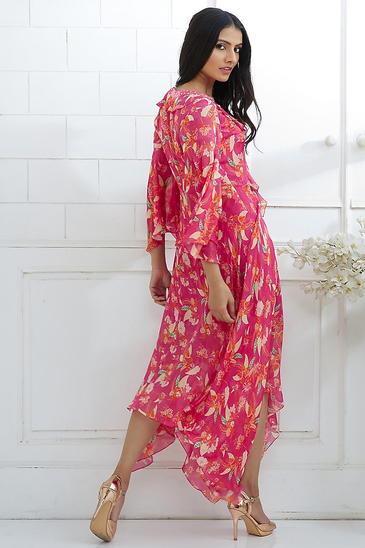 Fuchsia Digital Printed Vacation Dress by Mandira Wirk - Indian at Pernia's Pop Up Shop
