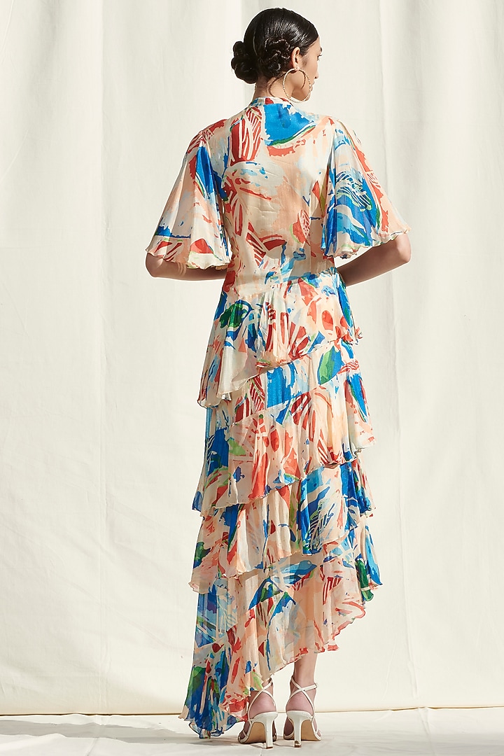 White Printed Asymmetric Vacation Dress by Mandira Wirk - Resort at Pernia's Pop Up Shop
