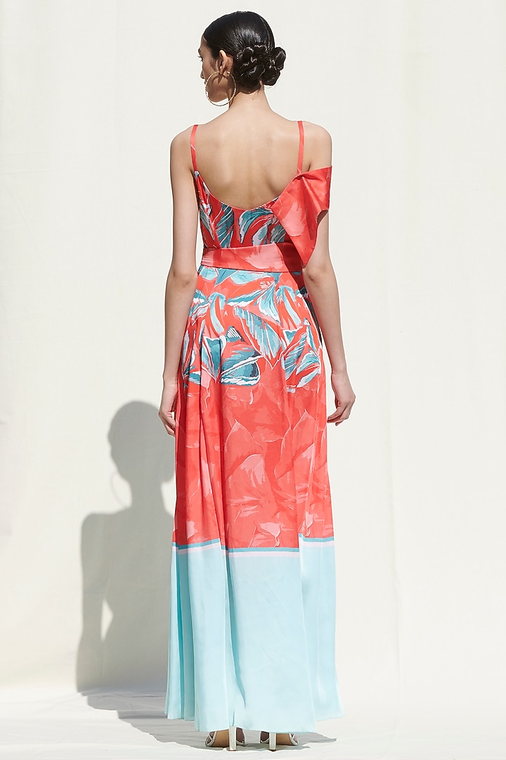 Red Printed Wrap Vacation Dress by Mandira Wirk - Resort at Pernia's Pop Up Shop