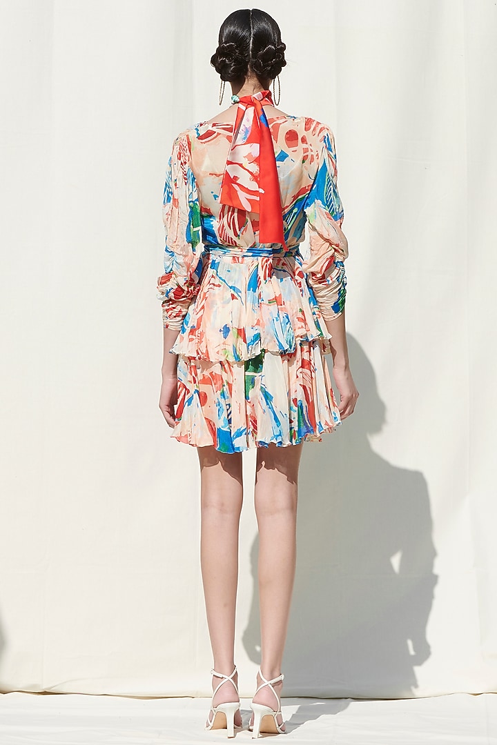 White Printed Tiered Vacation Dress by Mandira Wirk - Resort at Pernia's Pop Up Shop