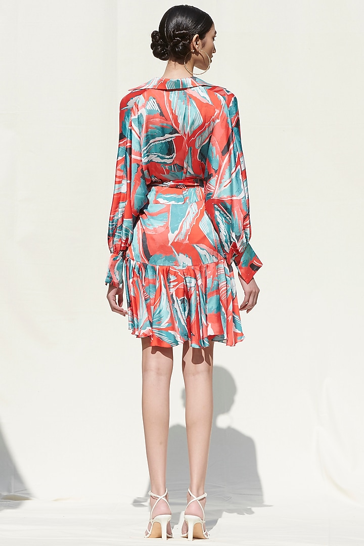 Powder Blue Printed Pleated Vacation Dress by Mandira Wirk - Resort at Pernia's Pop Up Shop