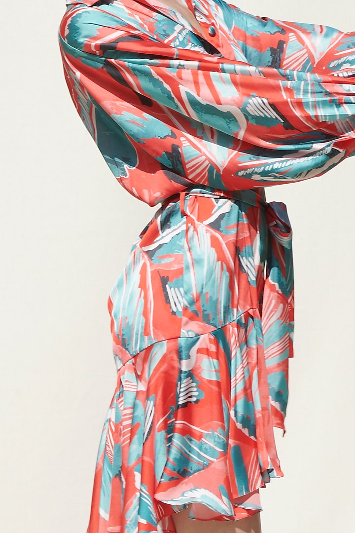 Powder Blue Printed Pleated Vacation Dress by Mandira Wirk - Resort at Pernia's Pop Up Shop