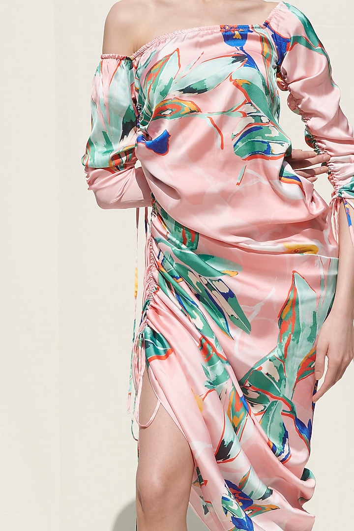 Powder Blue Printed One Shoulder Vacation Dress by Mandira Wirk - Resort at Pernia's Pop Up Shop