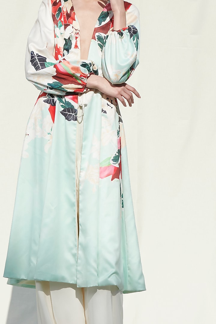 Powder Blue Printed Pant Set by Mandira Wirk - Resort at Pernia's Pop Up Shop