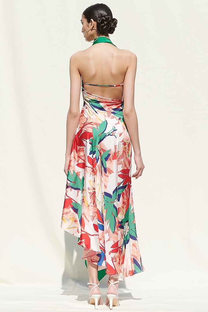 Green Printed Draped Vacation Dress by Mandira Wirk - Resort at Pernia's Pop Up Shop