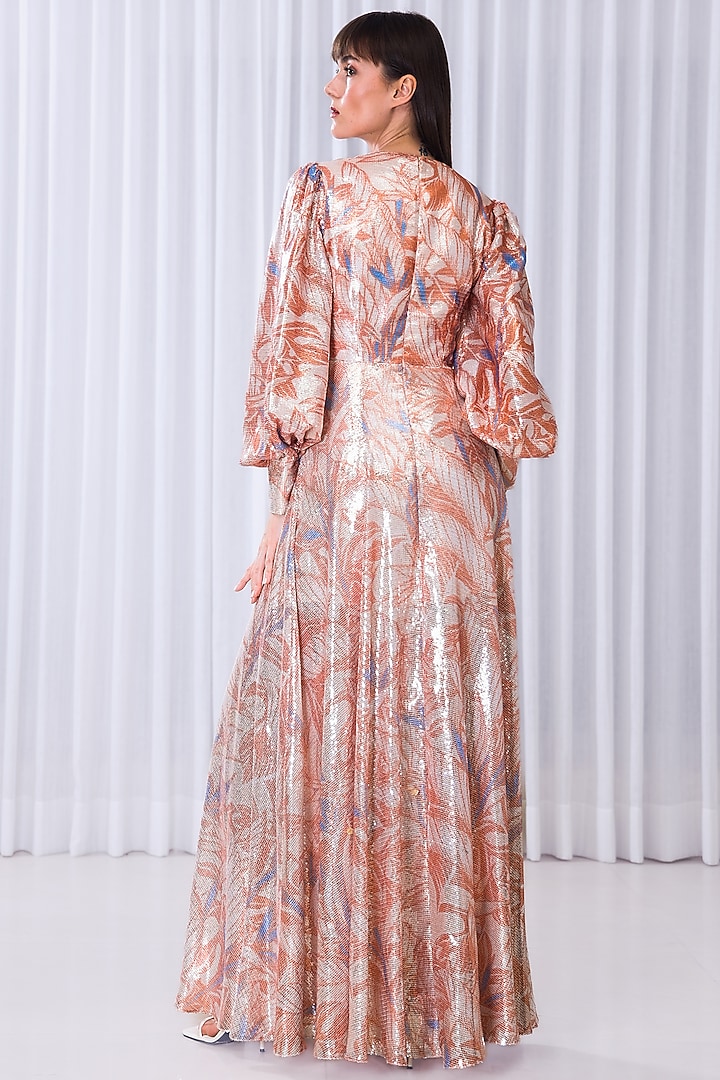 Orange Sequins Printed A-line Cocktail Dress by Mandira Wirk - Resort at Pernia's Pop Up Shop