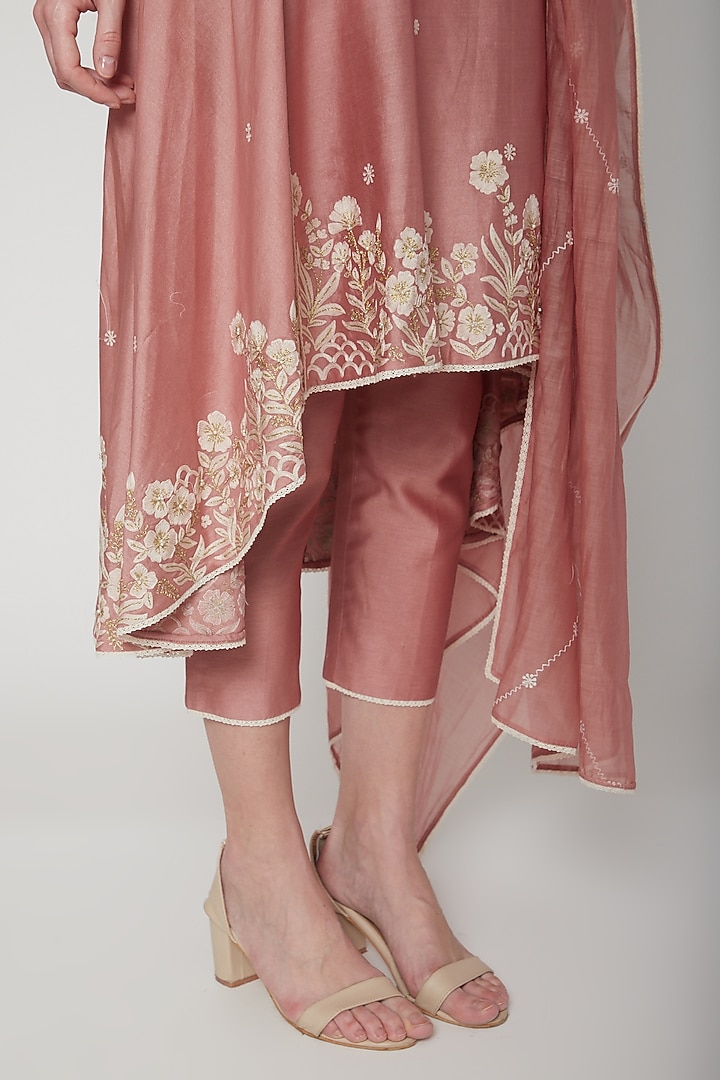 Dusty Pink Embroidered Wedding Anarkali Set by Mandira Wirk - Indian at Pernia's Pop Up Shop