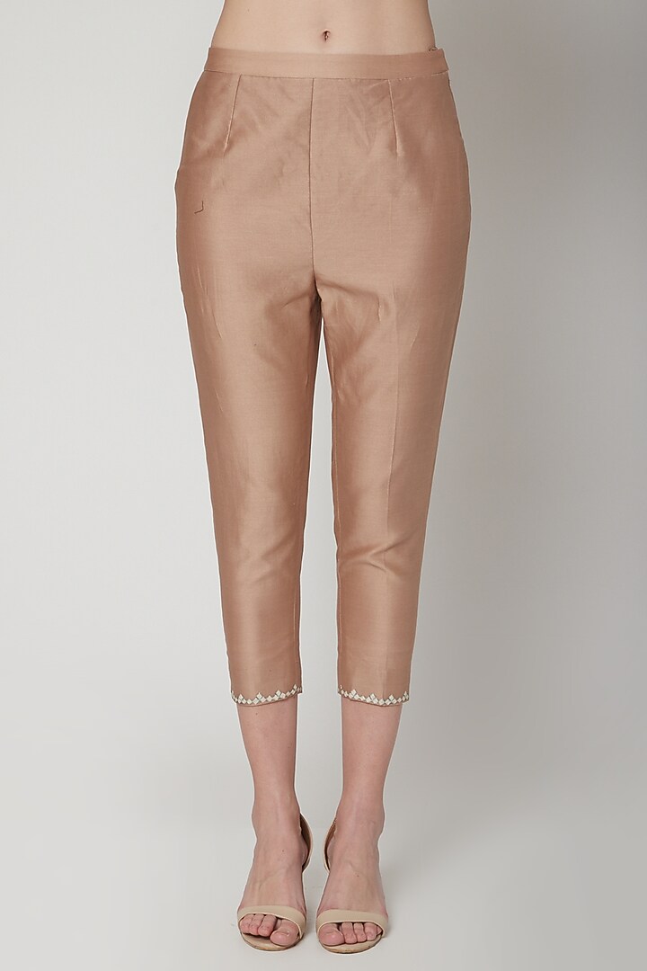Nude Embroidered Kurta Set by Mandira Wirk - Indian at Pernia's Pop Up Shop