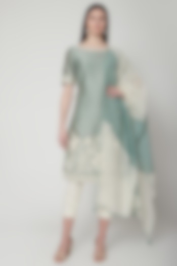 Green Embroidered Kurta Set by Mandira Wirk - Indian at Pernia's Pop Up Shop