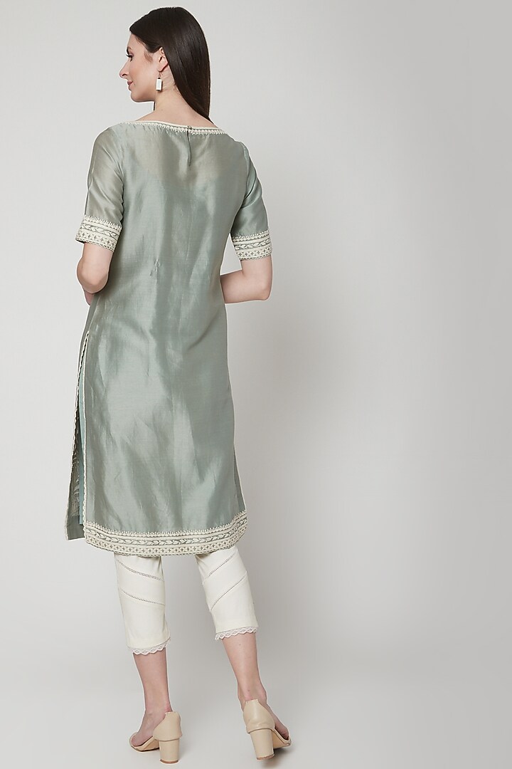 Green Embroidered Kurta Set by Mandira Wirk - Indian at Pernia's Pop Up Shop