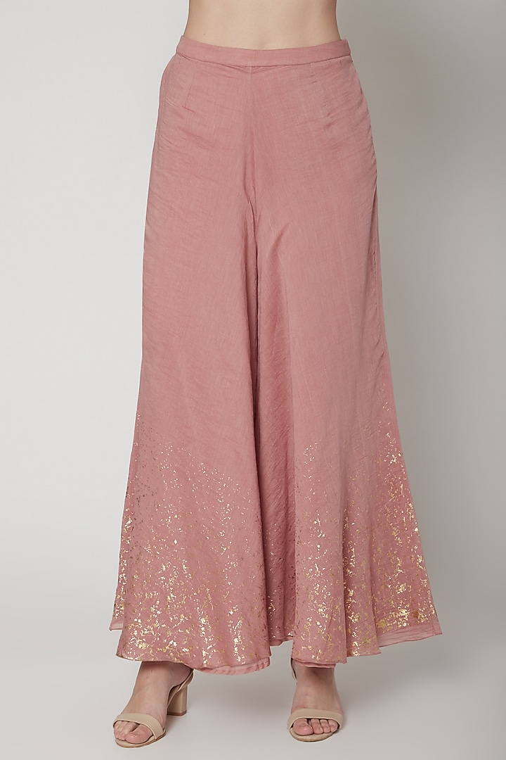 Dusty Pink Embroidered & Printed Wedding Sharara Set by Mandira Wirk - Indian at Pernia's Pop Up Shop