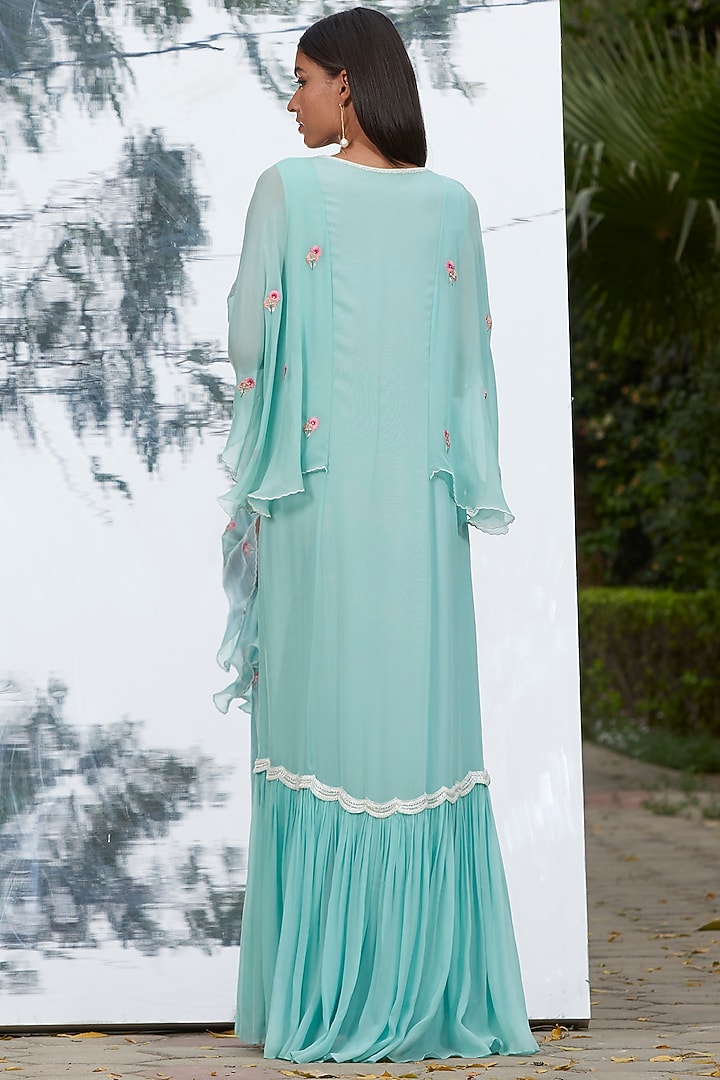 Sky Blue Embroidered Kaftan by Mandira Wirk - Indian at Pernia's Pop Up Shop