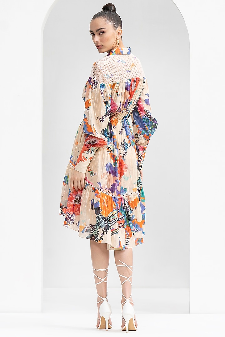 Ivory Lurex Cotton Tiered Vacation Dress by Mandira Wirk - Resort at Pernia's Pop Up Shop