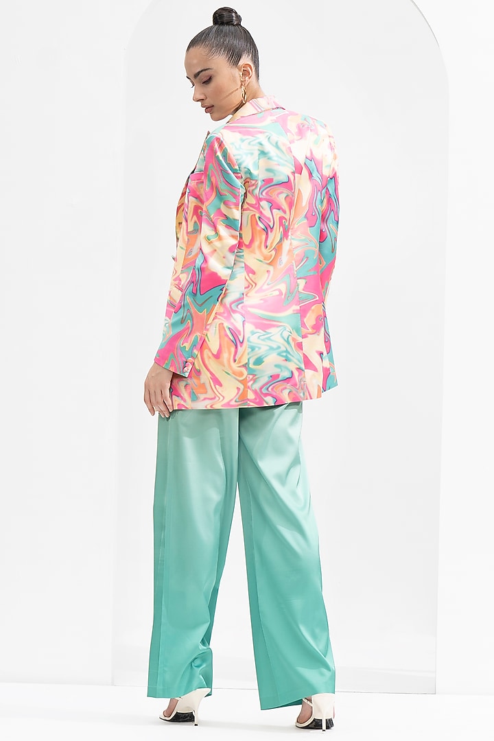 Multi-Colored Satin Printed Jacket Set by Mandira Wirk - Resort at Pernia's Pop Up Shop