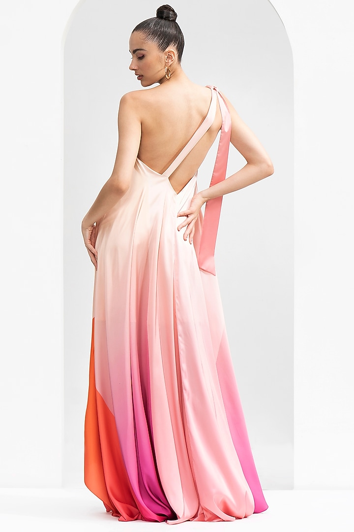 Pink Ombre Satin One-Shoulder Vacation Dress by Mandira Wirk - Resort at Pernia's Pop Up Shop