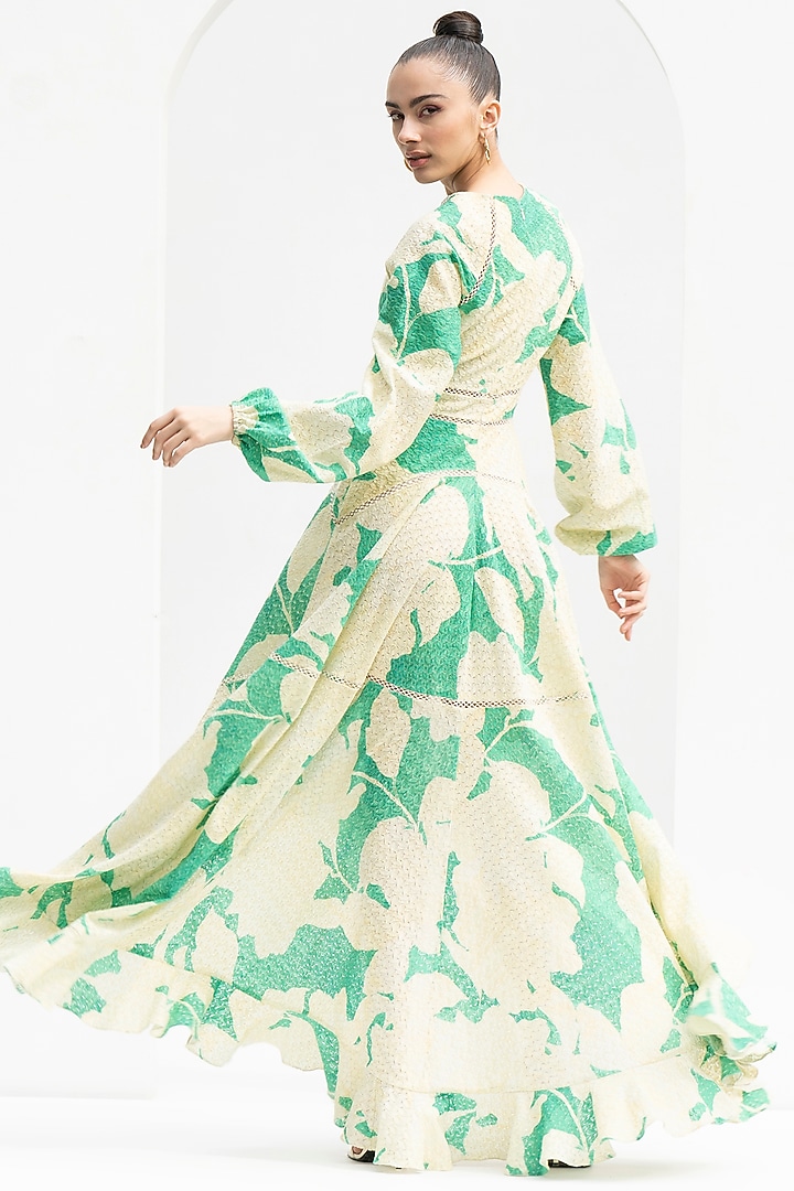 Green Chantilly Printed Cocktail Dress by Mandira Wirk - Resort at Pernia's Pop Up Shop
