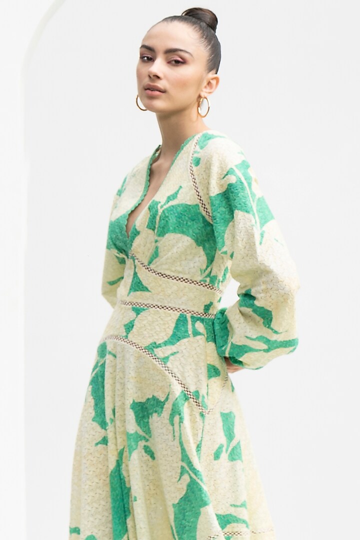 Green Chantilly Printed Cocktail Dress by Mandira Wirk - Resort at Pernia's Pop Up Shop