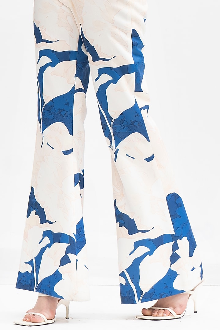 Mystic Blue Foma Printed & Embroidered Jacket Set by Mandira Wirk - Resort at Pernia's Pop Up Shop