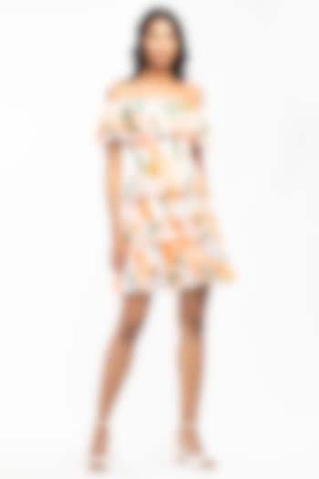 Peach Floral Printed Mini Vacation Dress by Mandira Wirk - Resort at Pernia's Pop Up Shop