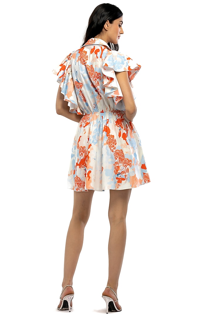 Ivory & Orange Printed Vacation Dress by Mandira Wirk - Resort at Pernia's Pop Up Shop