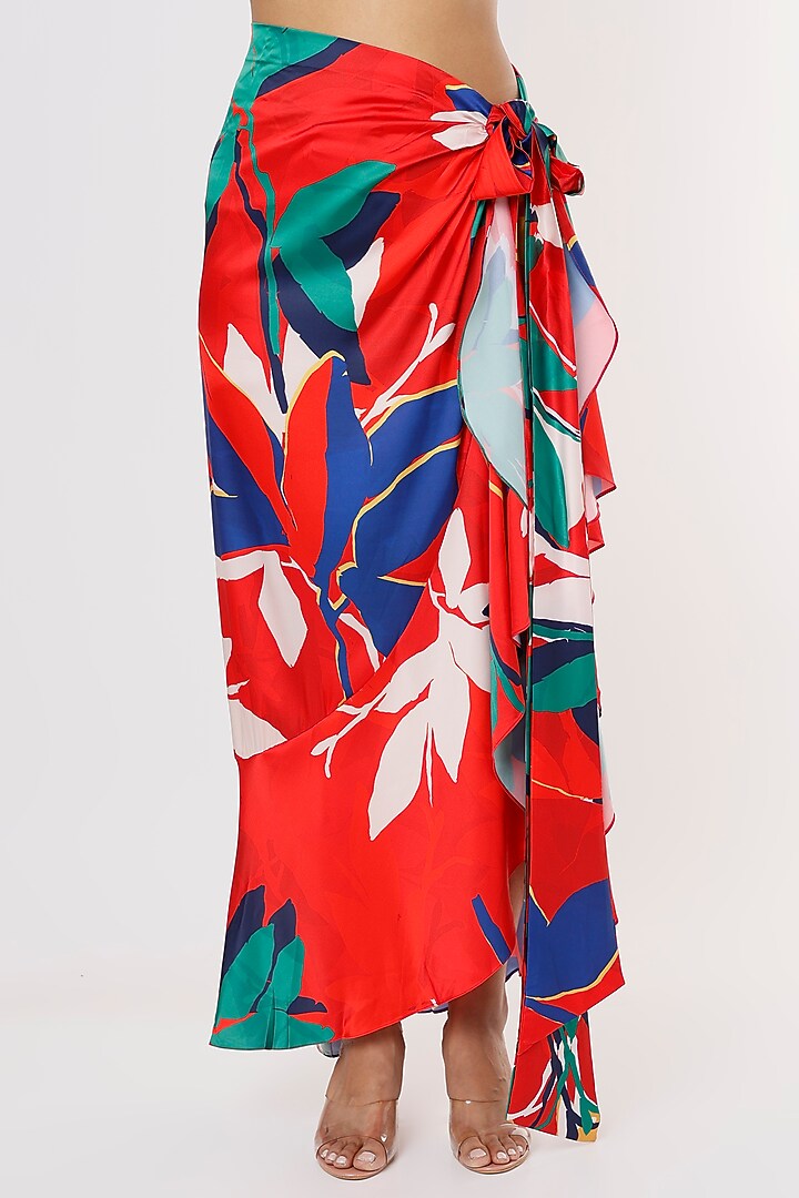 Red Printed Skirt Set by Mandira Wirk - Resort at Pernia's Pop Up Shop