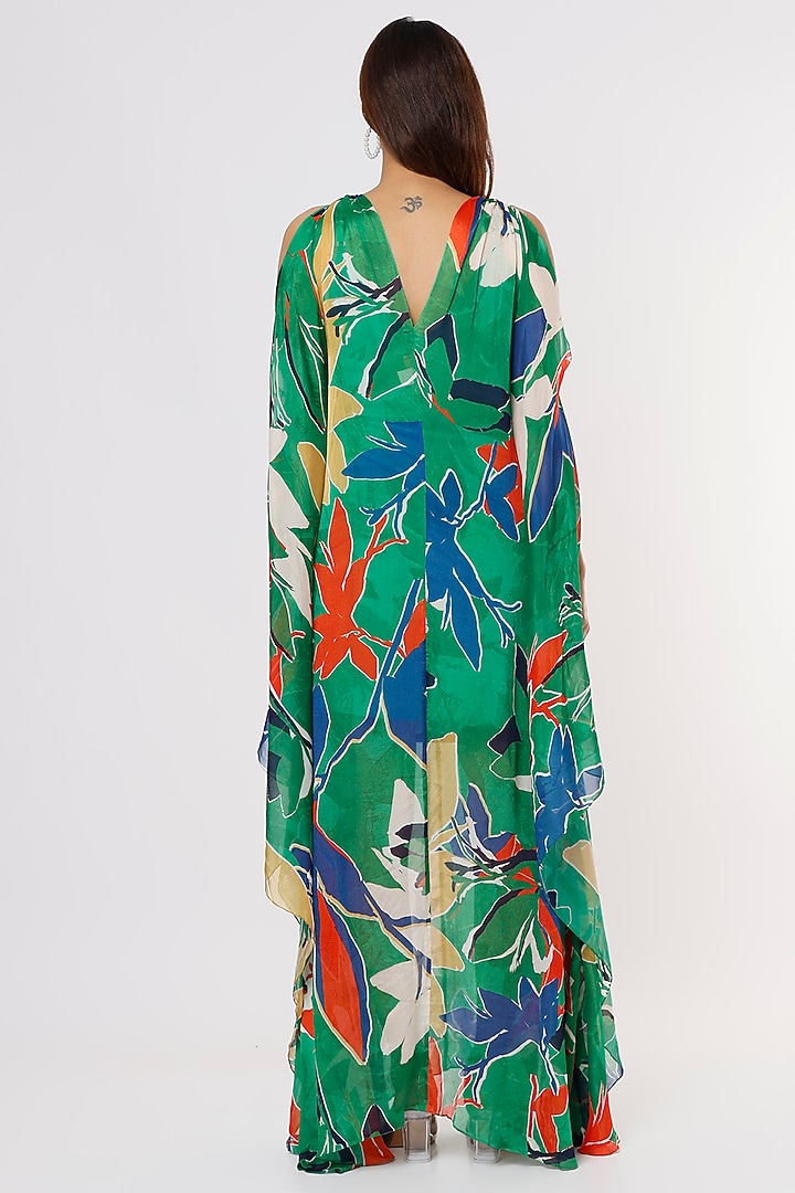 Emerald Green Printed Kaftan Set by Mandira Wirk - Resort at Pernia's Pop Up Shop