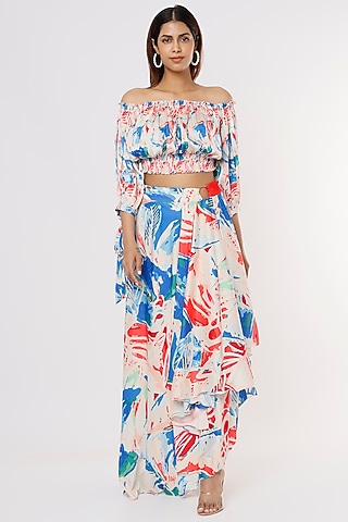 Multi-Colored Draped Skirt Set by Mandira Wirk - Resort
