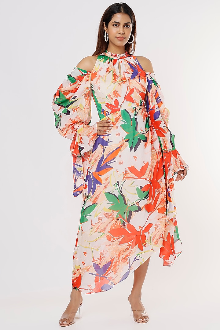 Multi-Colored Asymmetrical Dress by Mandira Wirk