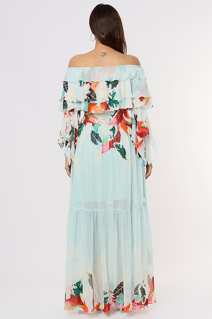Blue Off Shoulder Maxi Vacation Dress by Mandira Wirk - Resort at Pernia's Pop Up Shop