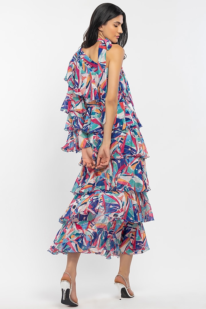 Cobalt Blue & Hot Pink Printed One-Shoulder Vacation Dress by Mandira Wirk - Resort at Pernia's Pop Up Shop