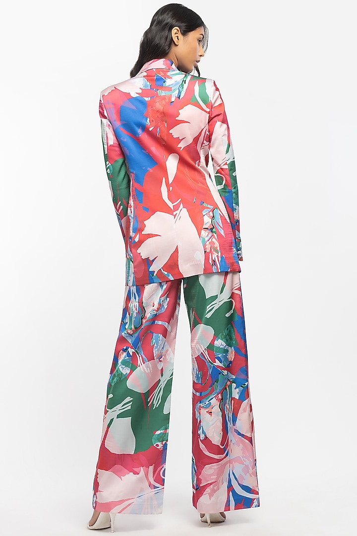 Faded Red & Beige Printed Jacket Set by Mandira Wirk - Resort at Pernia's Pop Up Shop
