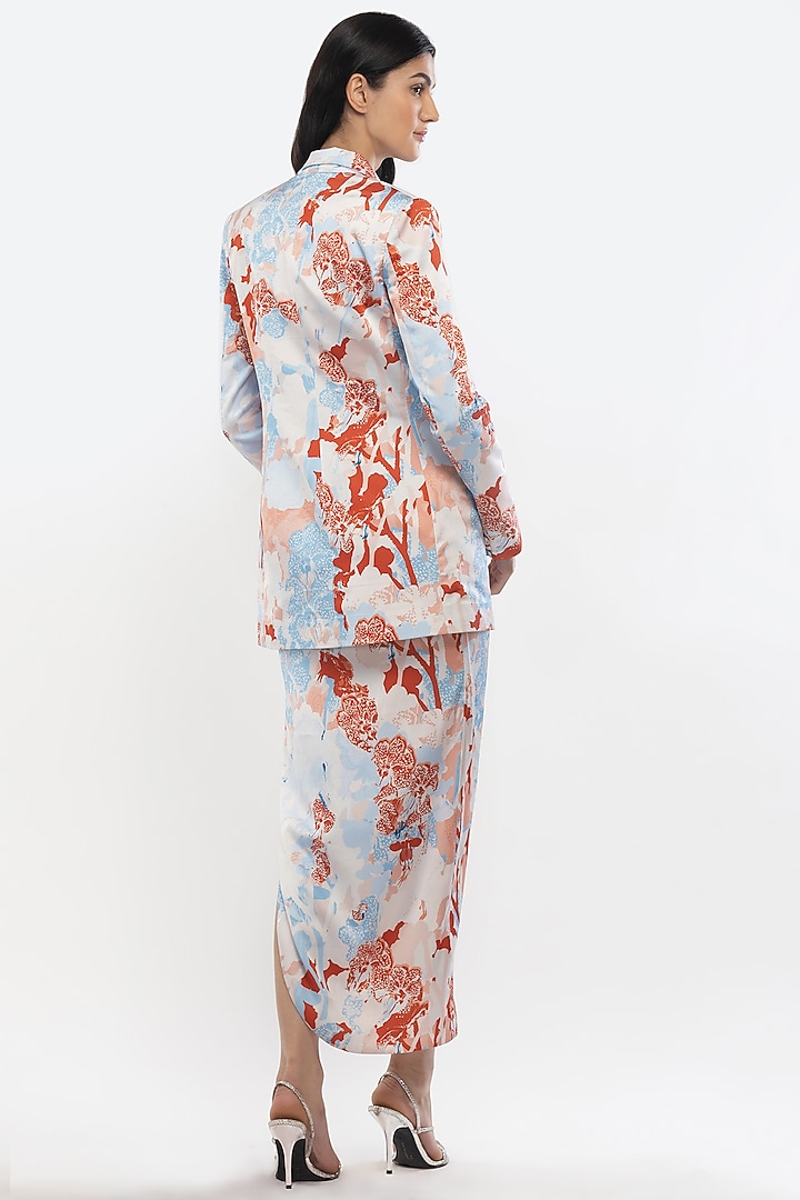 Ivory & Orange Printed Jacket Set by Mandira Wirk - Resort at Pernia's Pop Up Shop