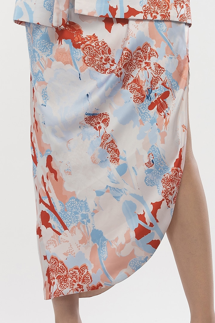 Ivory & Orange Printed Jacket Set by Mandira Wirk - Resort at Pernia's Pop Up Shop