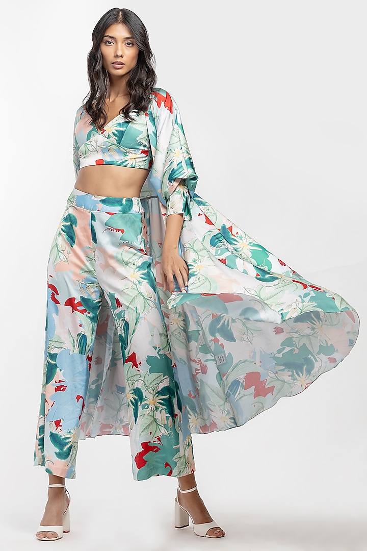 Green Printed Jacket Set by Mandira Wirk - Resort at Pernia's Pop Up Shop