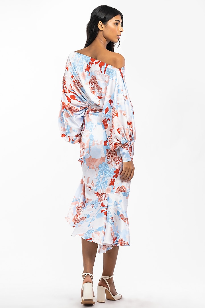 Ivory & Orange Printed Wrapped Skirt Set by Mandira Wirk - Resort at Pernia's Pop Up Shop