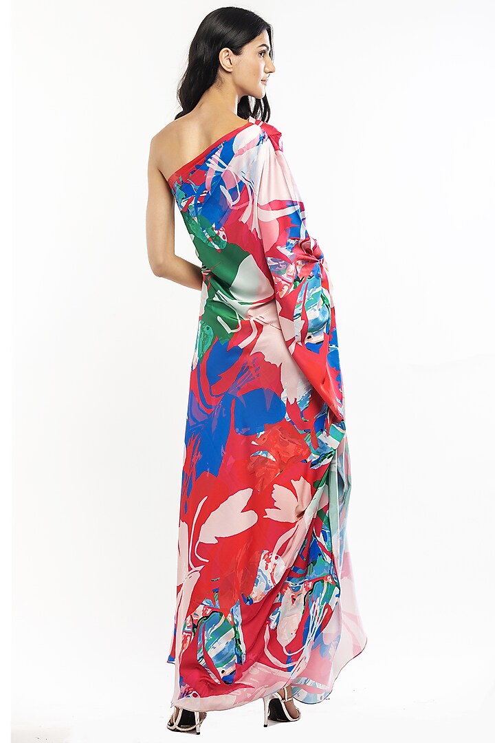 Red & Beige Printed Kaftan by Mandira Wirk - Resort at Pernia's Pop Up Shop