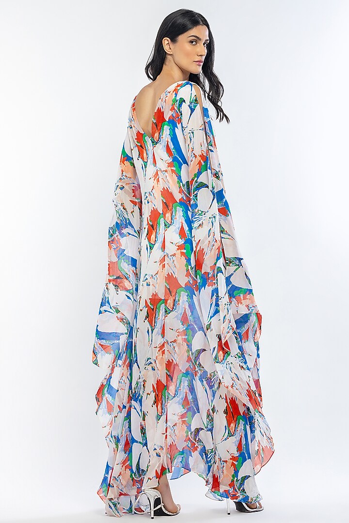 Ivory & Blue Printed Kaftan by Mandira Wirk - Resort at Pernia's Pop Up Shop