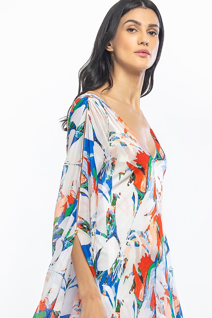 Ivory & Blue Printed Kaftan by Mandira Wirk - Resort at Pernia's Pop Up Shop