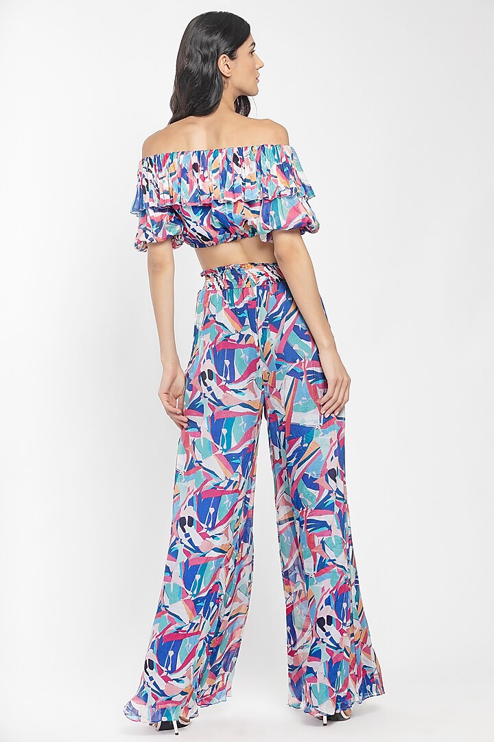 Blue & Pink Printed Pant Set by Mandira Wirk - Resort at Pernia's Pop Up Shop