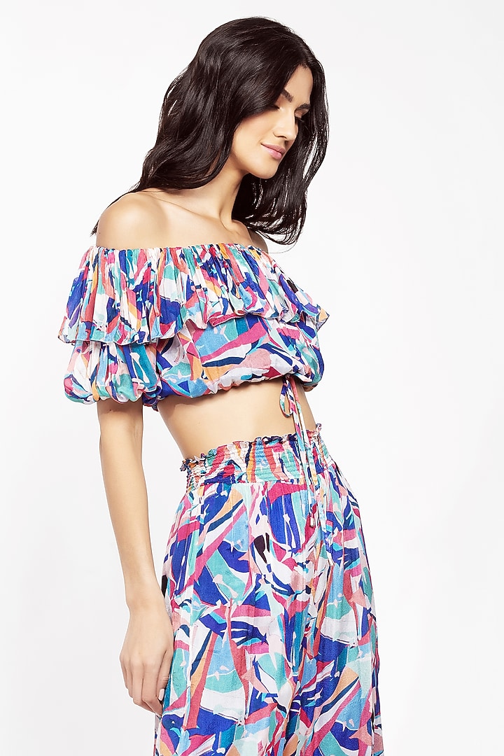 Blue & Pink Printed Pant Set by Mandira Wirk - Resort at Pernia's Pop Up Shop