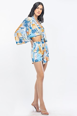 Yellow & Blue Printed Co-Ord Set by Mandira Wirk - Resort