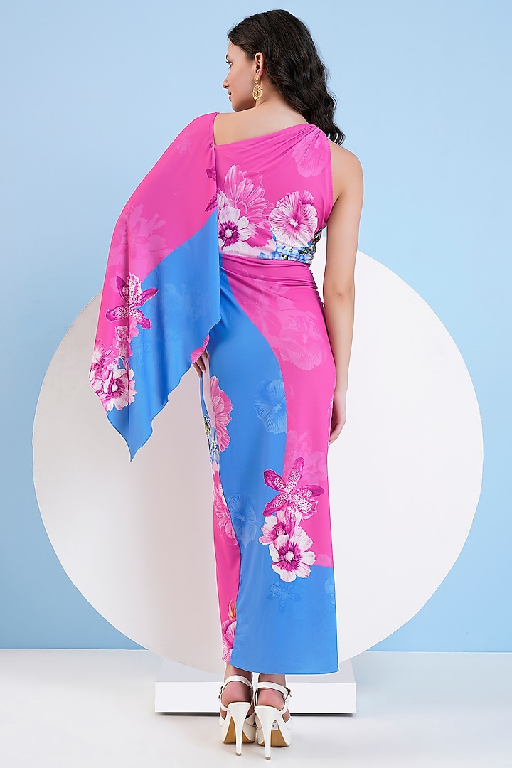 Pink & Blue Jersey Maxi Vacation Dress by Mandira Wirk - Resort at Pernia's Pop Up Shop