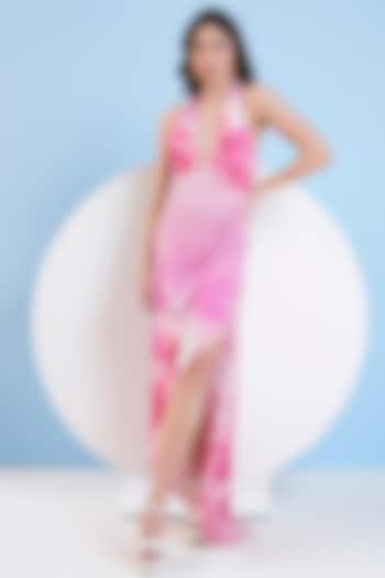 Pink Jersey Maxi Slit Dress by Mandira Wirk