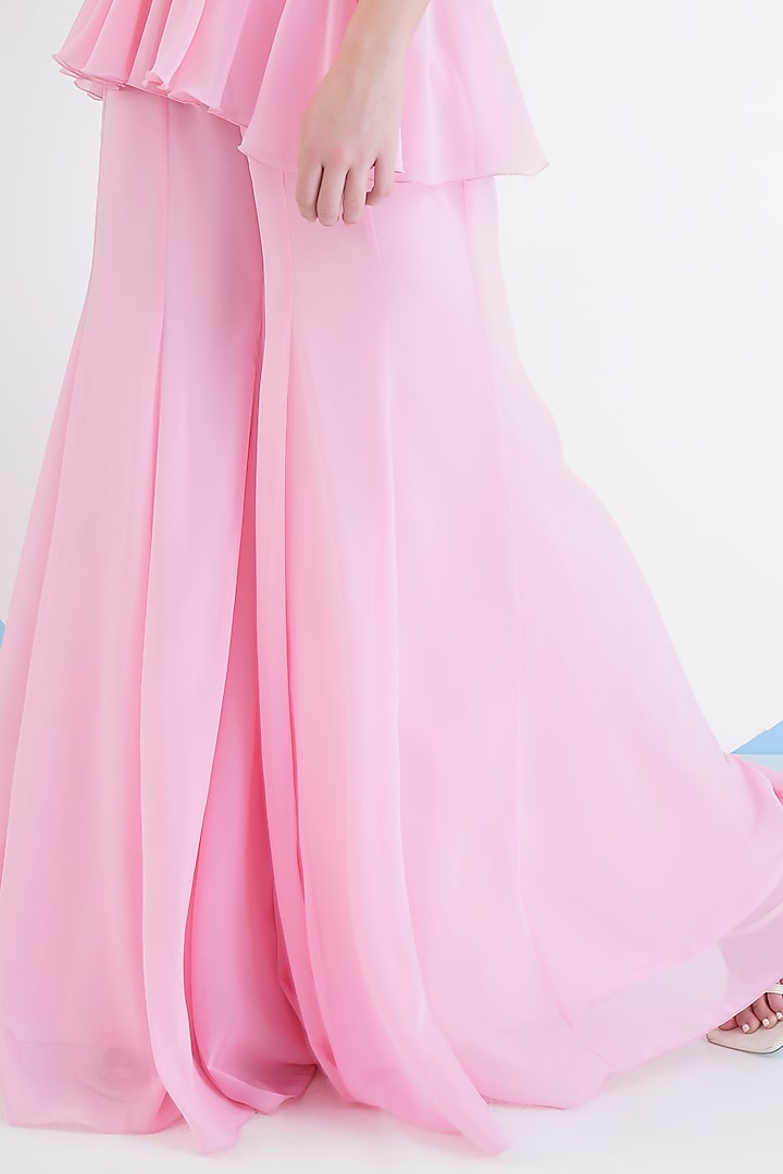 Pink Viscose Georgette Embroidered Jumpsuit by Mandira Wirk - Resort at Pernia's Pop Up Shop